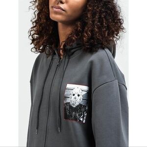 Dumbgood Friday the 13th Graphic Grey Zip Hoodie Jason Horror You’re All Doomed